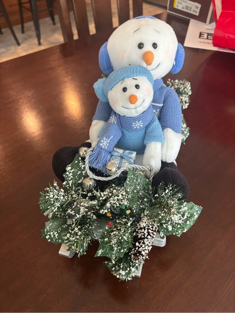 AVON A Magical Winter Sleigh Ride Snowman Christmas Musical Plush Figurine